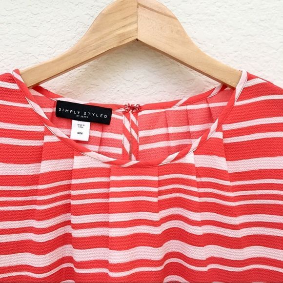 Simply Styled Striped Polyester Crepe Pop-over Top - Picture 2 of 6